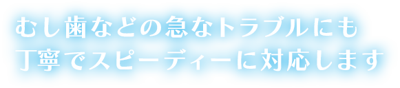 むし歯などの急なトラブルにも丁寧でスピーディーに対応します