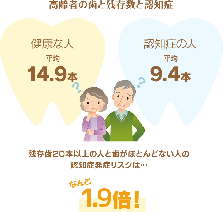 高齢者の歯と残存数と認知症